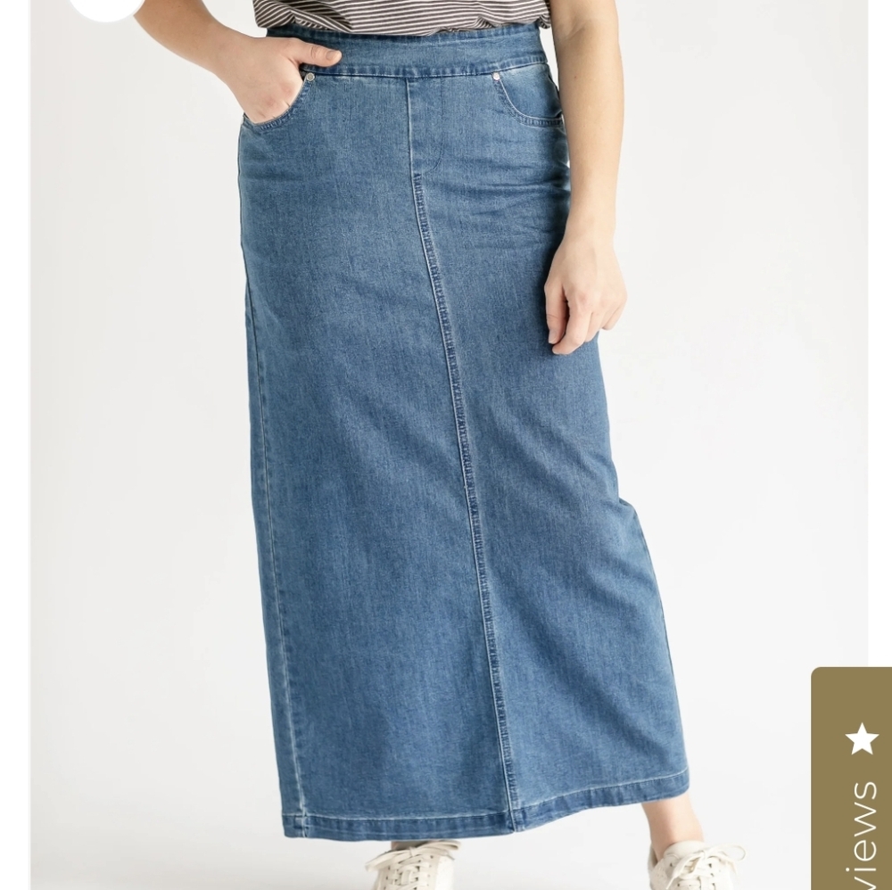INHERIT CO Donna Med Wash Long Denim Skirt size 10